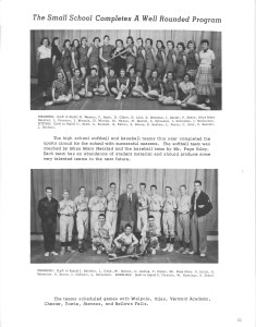 Genealogy using Yearbooks - Softball and Baseball Teams, The Blue and Gold, Charlestown, NH, 1957